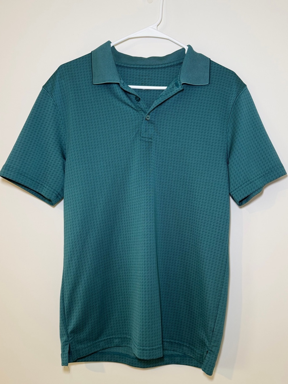Haggar Teal Geometric Performance Polo Shirt Men’s Small